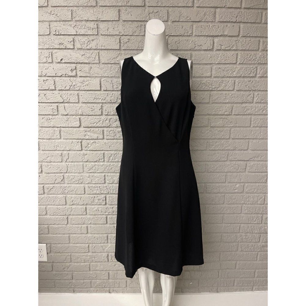 Mario Balthazar Black Sleeveless Front Cut-Out Sheath Dress Size 10 <3